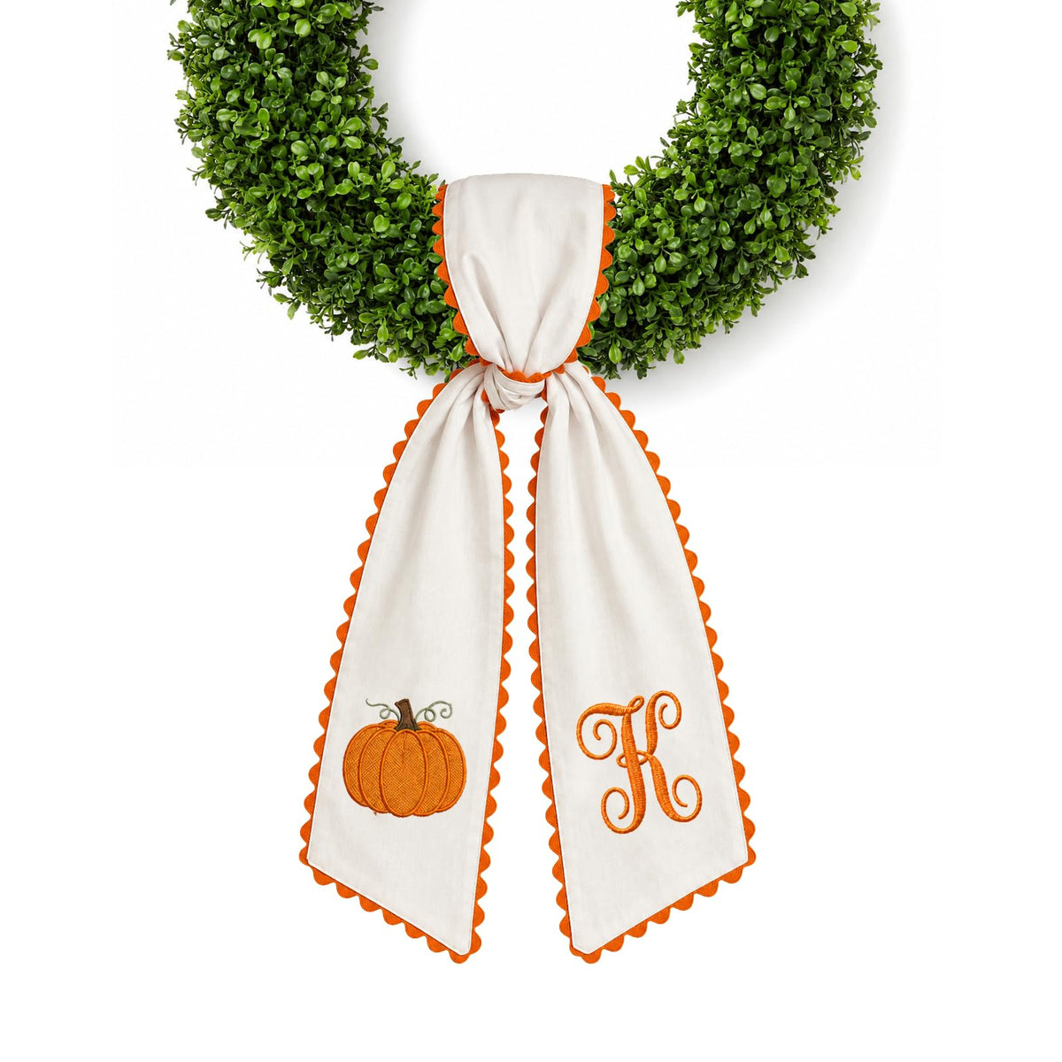 Halloween Pumpkin Wreath Sash Fall Front Door Orange Bow Decor (Y)