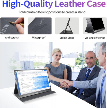 MNN 15.6" 4K Portable Monitor, UHD IPS, USB-C HDMI, with Smart Cover Stand
