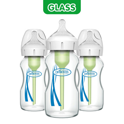 Dr. Brown's Anti-Colic Options+ Wide-Neck Glass Baby Bottle, 5 oz, 1-Pack
