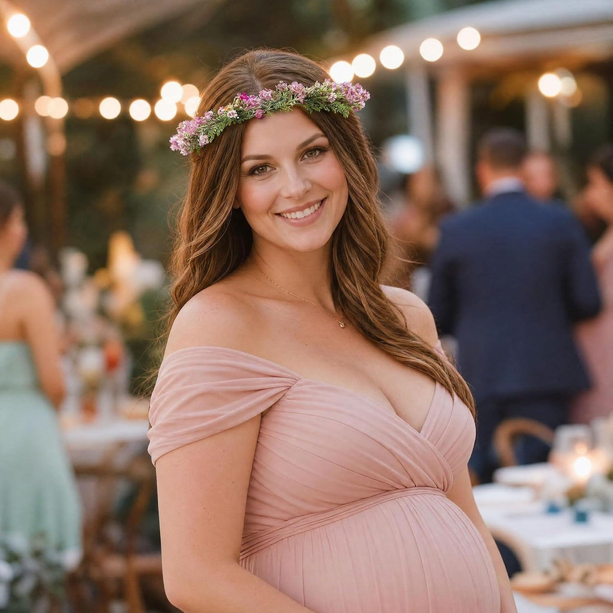 Pink Bohemian Flower Crown, Fairy Babys Breath Flower Headband