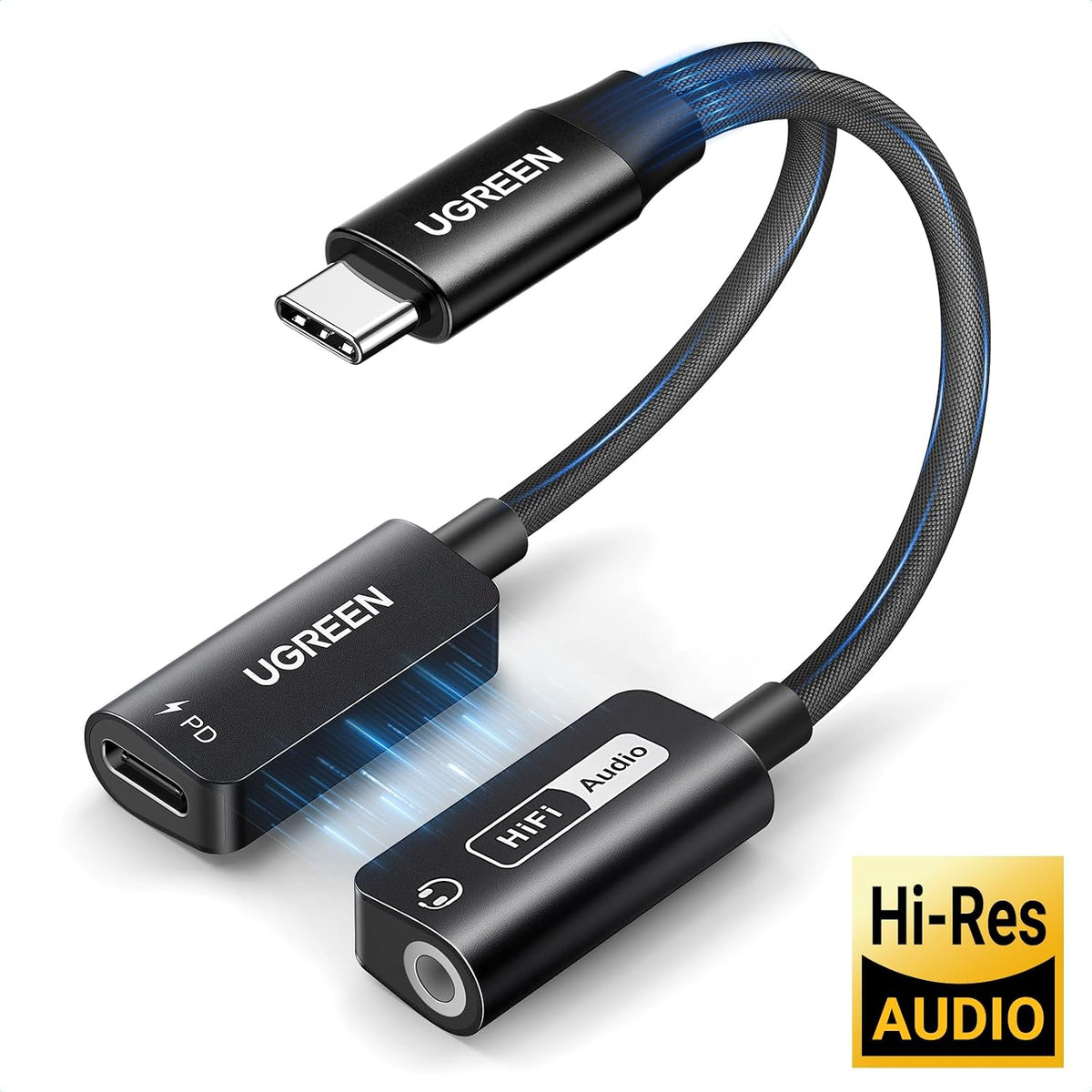 UGREEN Magnetic 2 in 1 USB C to 3.5mm Audio Adapter and Charger, Black