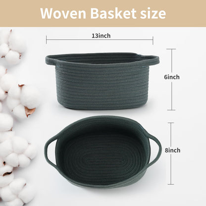 Happyiren Brown Woven Cotton Rope Storage Basket with Lace Trim