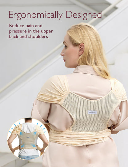 Momcozy Baby Wrap Carrier, Easy-On 2-Piece Design, Newborn to 33 lb