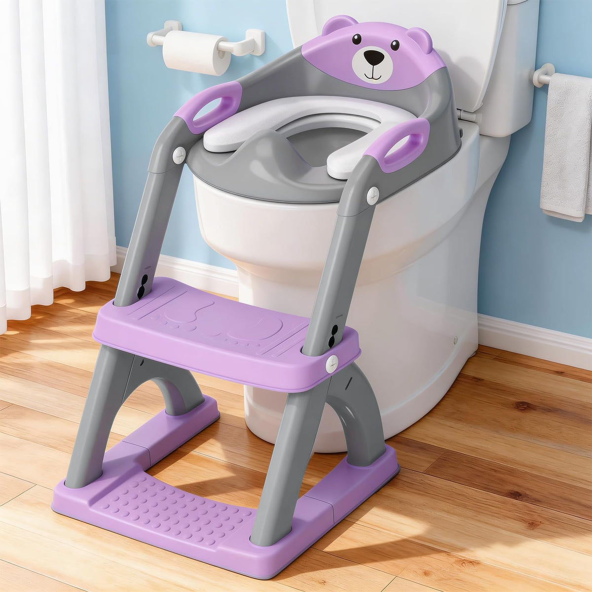 Potty Training Toilet for Toddlers, 2-in-1 Potty Training seat, Anti-Slip (Chocolate, Bear)