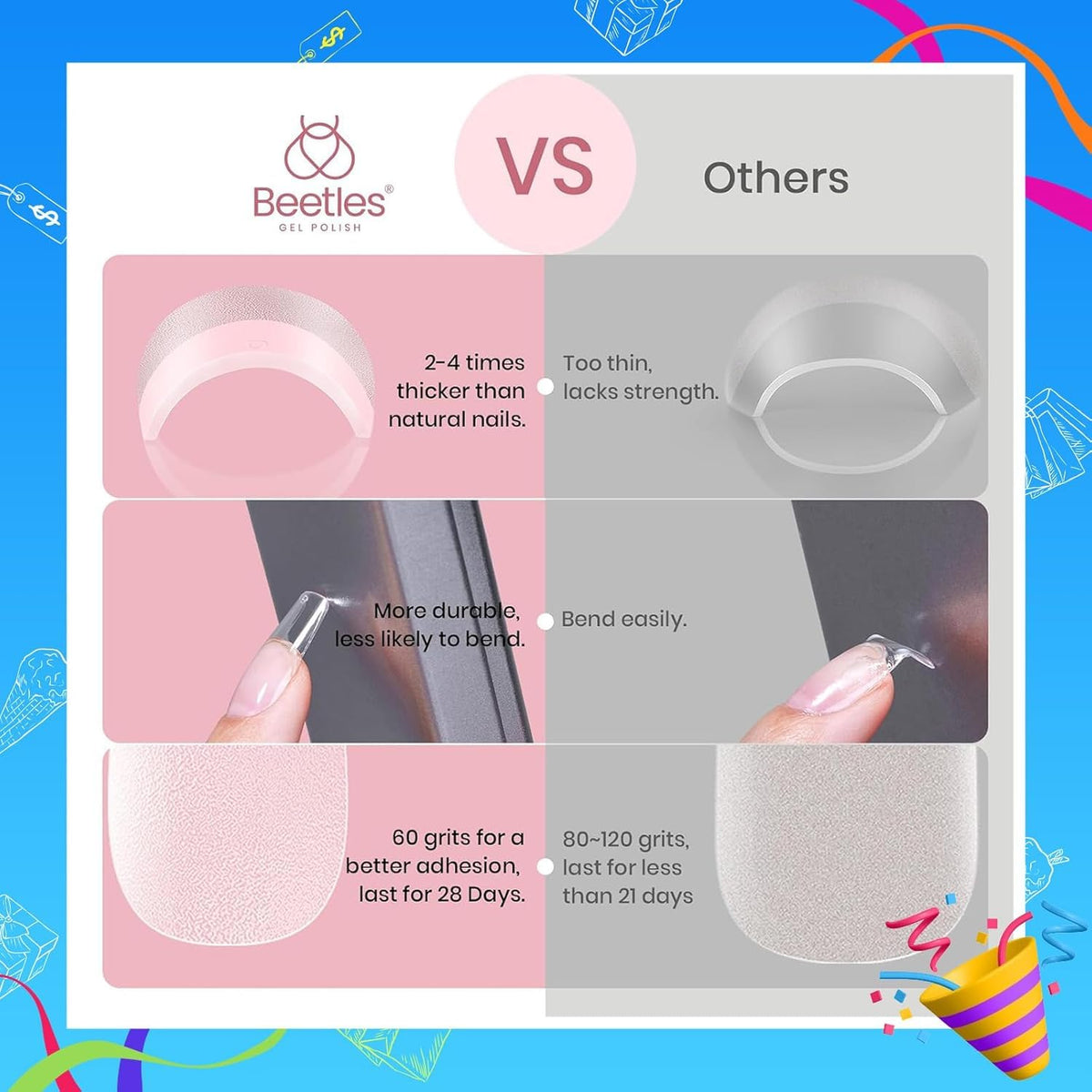 Beetles Soft Gel Nail Kit Almond Short 288pcs 12 Sizes Nail Tips with Glue