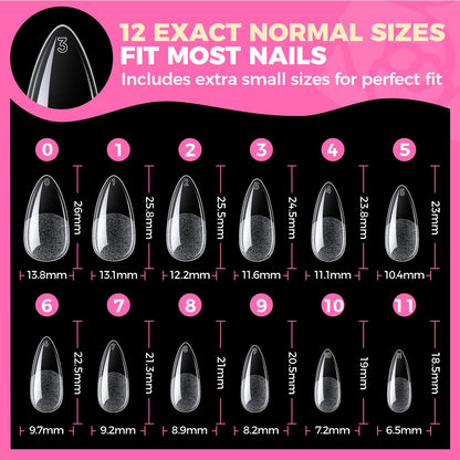 UNA GELLA Short Sharp Square Nail Tips 504pcs X-Soft Flat Square Nails