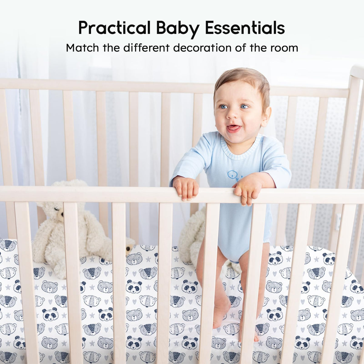 Yoofoss 2-Pack Baby Crib Sheets for Boys Girls 52x28 (Green+Leaf)