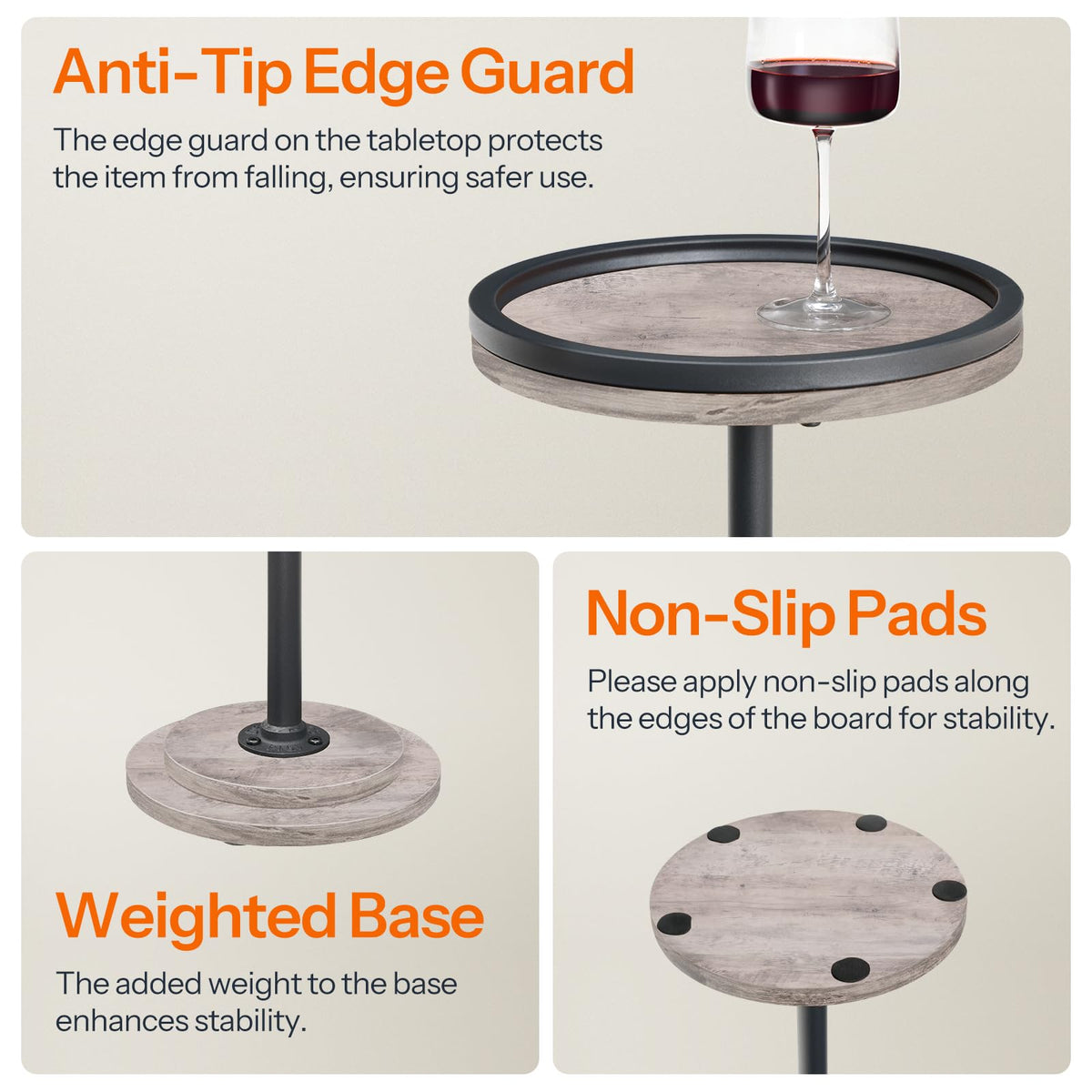 HOOBRO Small Round Side Table, Drink Table, Coffee Martini Table with Pedestal Accent for Small Spaces in Living Room, Bedroom, Sofa Couch, Rustic Brown BF168BZ01