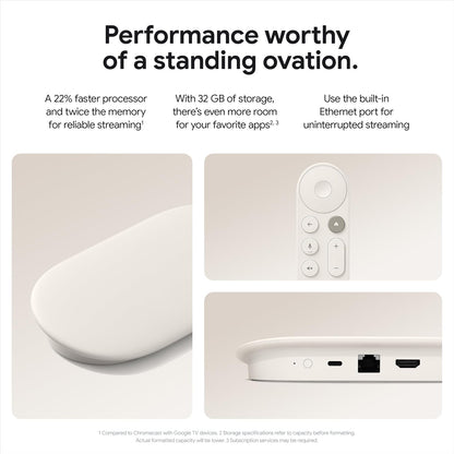 Google TV Streamer (4K) - Fast Streaming Entertainment With Voice Search Remote - Watch Movies, Shows, Live TV and Netflix in 4K HDR - Smart Home Control - 32 GB Storage - Porcelain