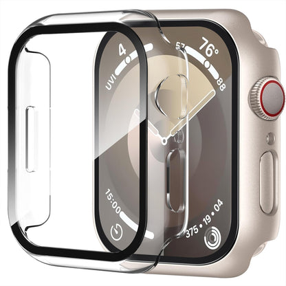 Smiling 2 Pack Case Compatible with Apple Watch Series 9 (2023)/Series 8 /Series 7 45mm with Tempered Glass Screen Protector, Hard PC Case Overall Protective Cover- Starlight