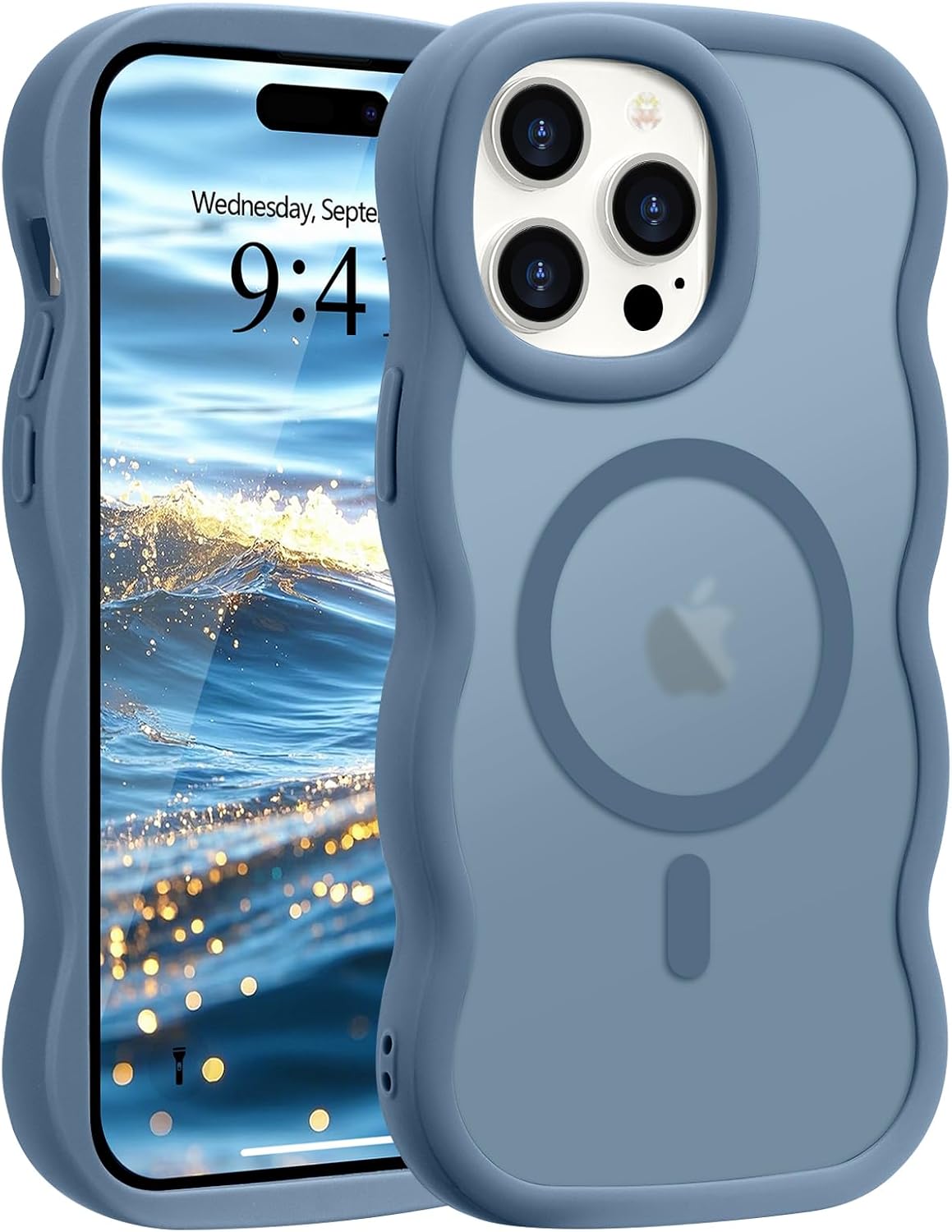 Pepmune for iPhone 16 Pro Max Case Curly Wavy Frame Translucent, Burgundy