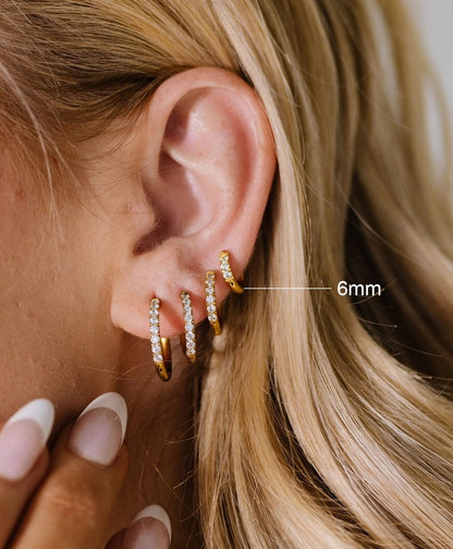 CZ Huggie Hoop Earrings, Stainless Steel Small Hoop Earrings