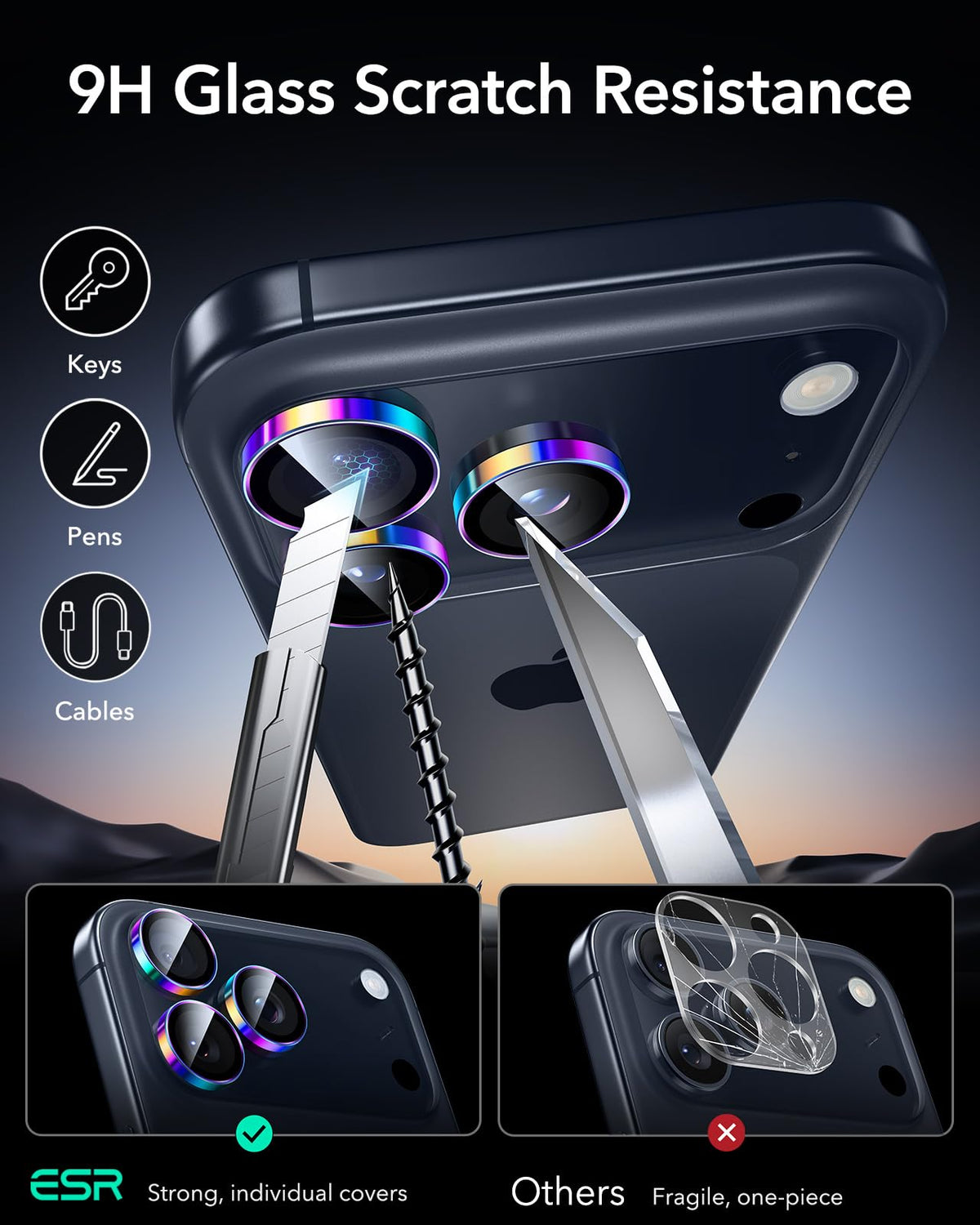 ESR for iPhone 17 Pro Max/17 Pro Camera Lens Protector, 1 Pack, Black