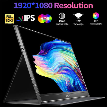 MNN 15.6" 4K Portable Monitor, UHD IPS, USB-C HDMI, with Smart Cover Stand