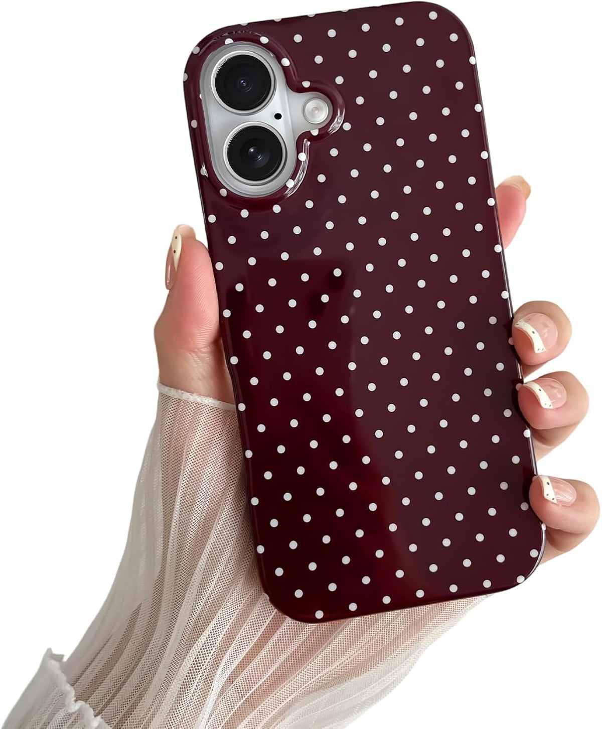 Yeddabox for iPhone 15 Case Cute Polka Dot Phone Case Soft TPU Slim Shockproof Phone Cover for Women Girls, Blue