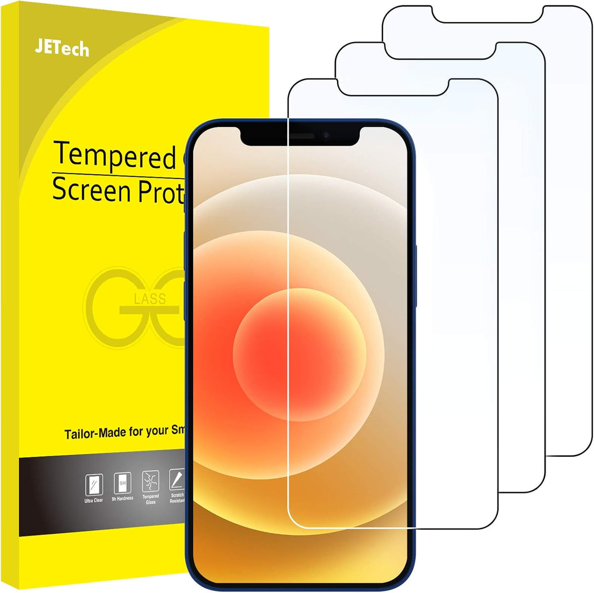 JETech Screen Protector for iPhone SE 3/2 (2022/2020), 3-Pack