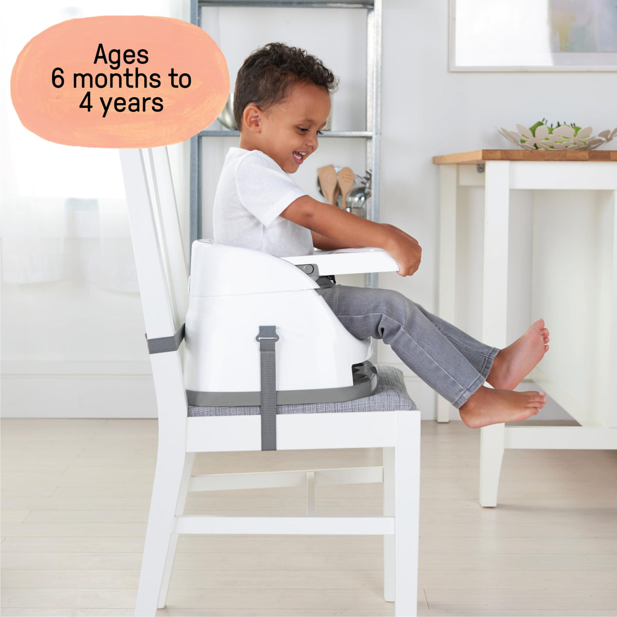 Ingenuity Baby Base 2-in-1 Booster Seat with Tray, Feeding & Floor Seat