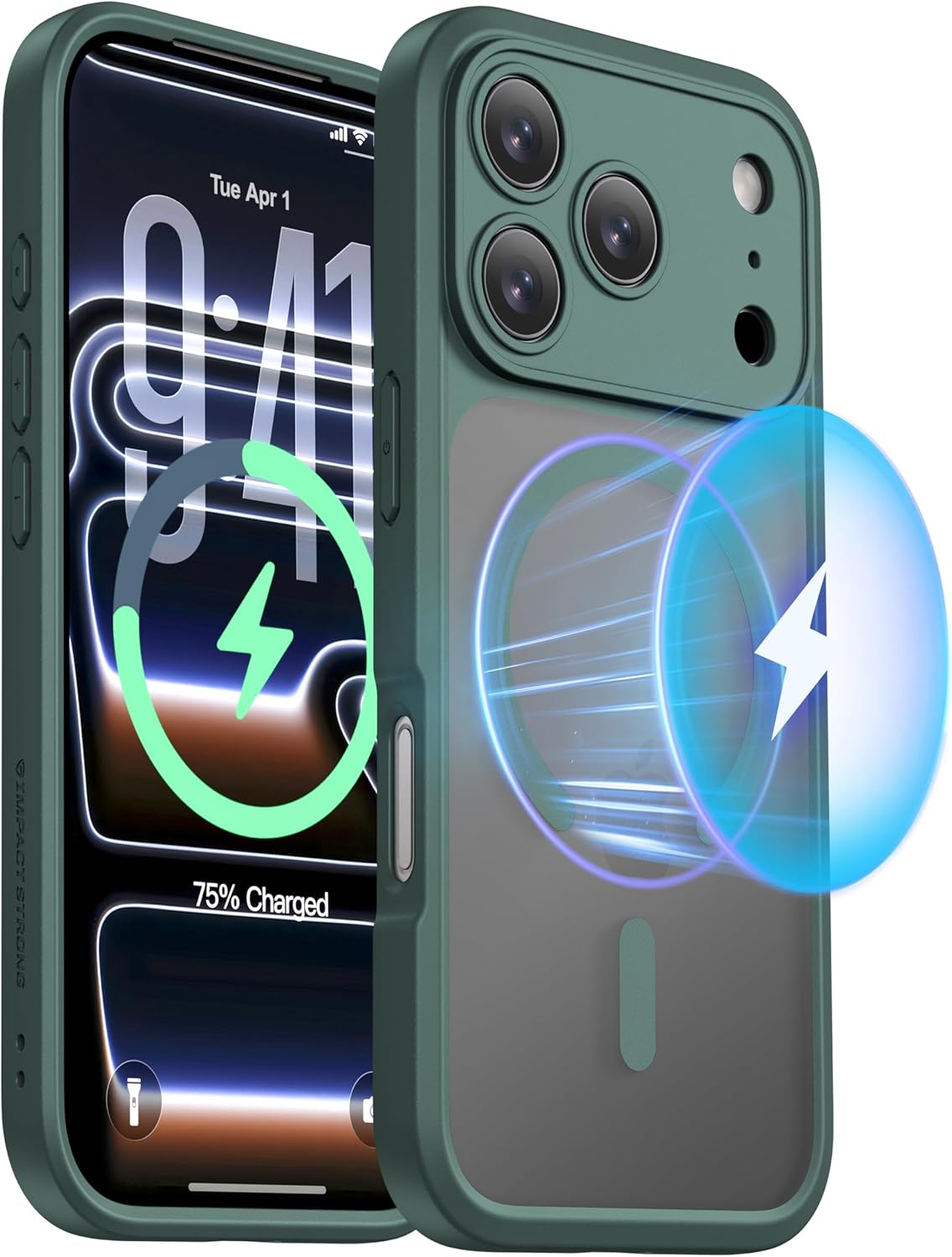 ImpactStrong Magnetic Guard Designed for iPhone 17 Air Case [Camera Protection] [Military Grade Drop Tested] [Compatible with MagSafe] Slim Translucent Matte Phone Case (6.6") - Navy Blue
