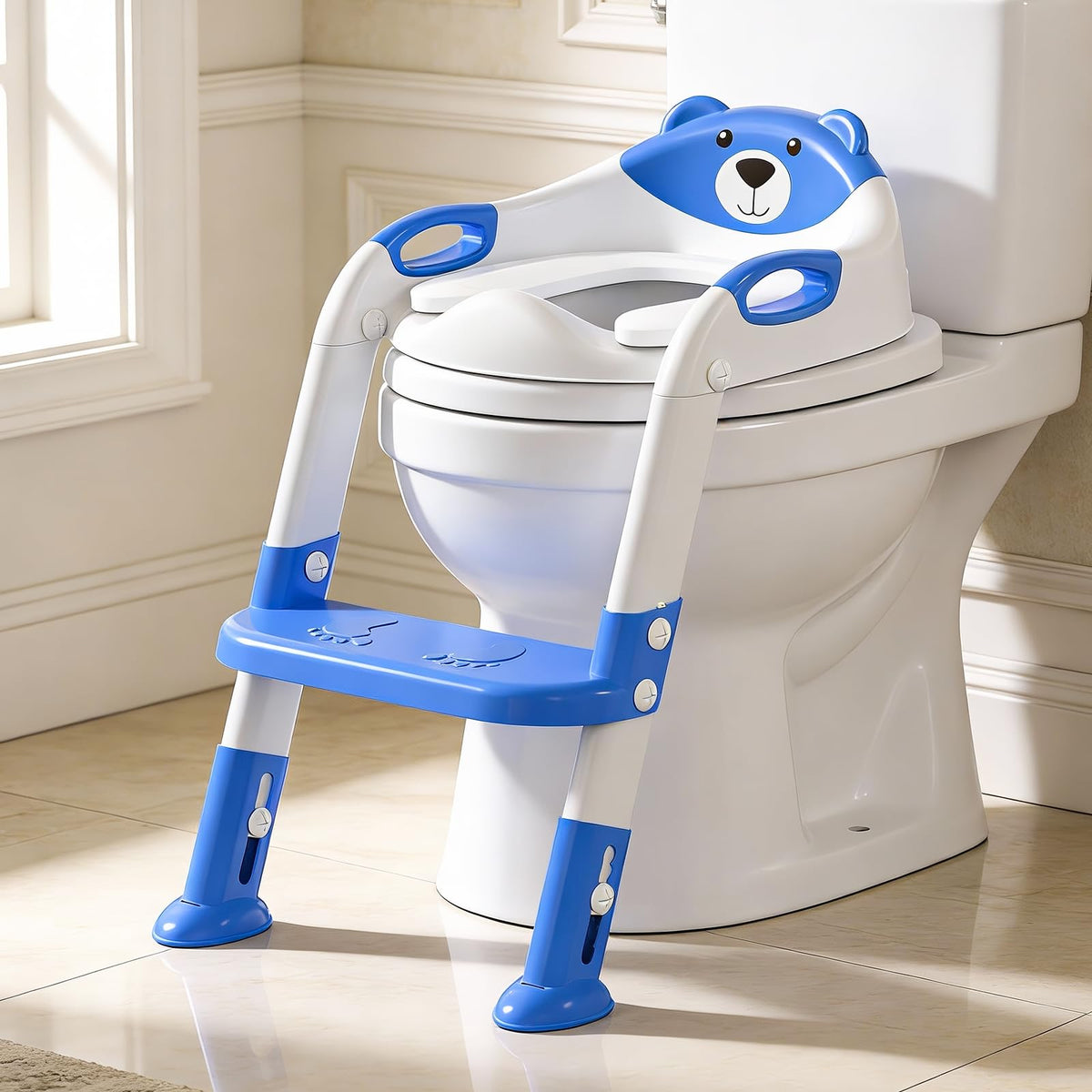 Potty Training Toilet for Toddlers, 2-in-1 Potty Training seat, Anti-Slip (Chocolate, Bear)