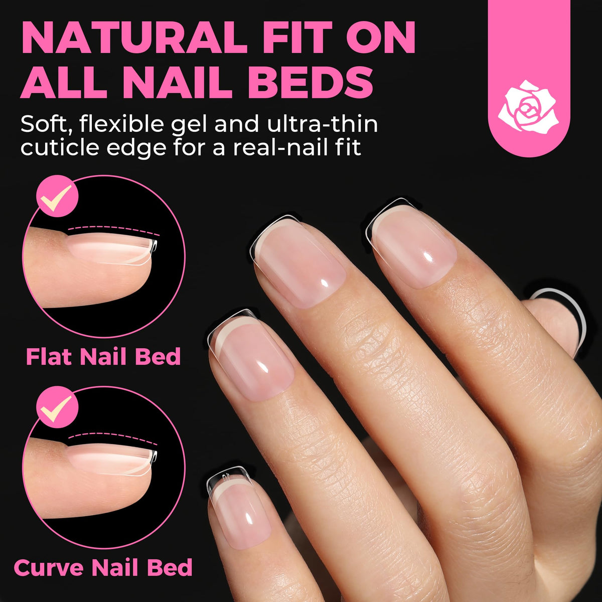 UNA GELLA Short Sharp Square Nail Tips 504pcs X-Soft Flat Square Nails