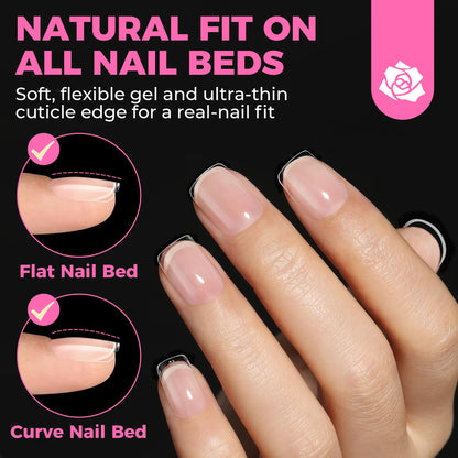 UNA GELLA Short Sharp Square Nail Tips 504pcs X-Soft Flat Square Nails
