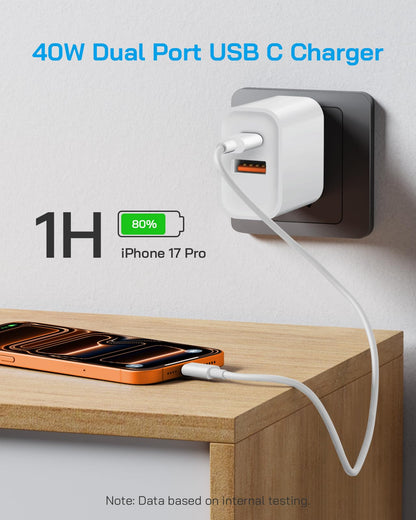 [4 Pack] 20W USB C Charger Block Fast Charging Multiport Adapter