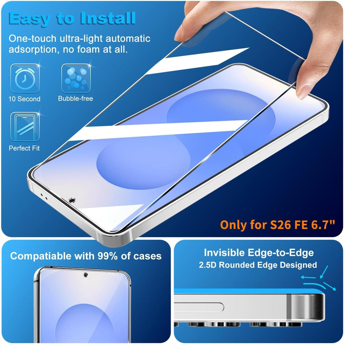 firtstnow 3 Pack for Samsung Galaxy S26 Ultra Screen Protector Tempered Glass + 3 Pack Camera Lens Protector, Military Grade Shatterproof, 9H Hardness, Fingerprint Unlock,Case Friendly 6.9 Inch