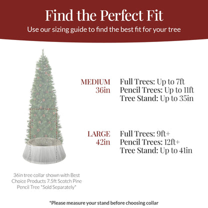 Best Choice Products 36in Christmas Tree Collar, Solid Wood Slatted Tree Skirt Holiday Accessory for Home - Walnut