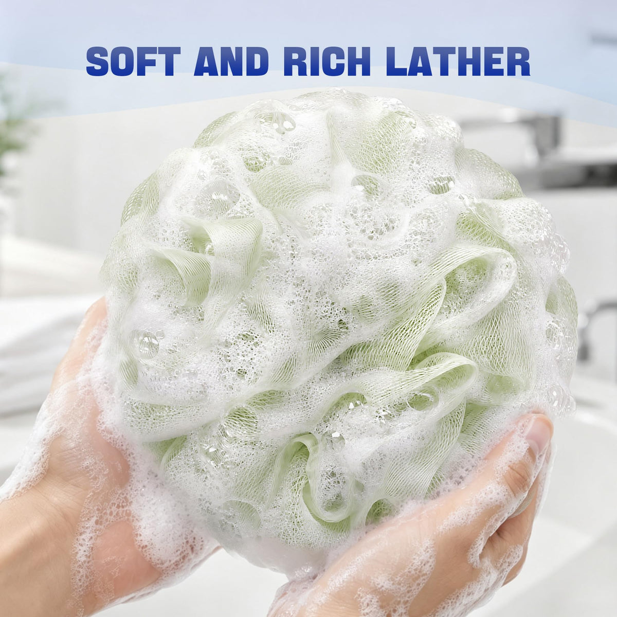 AmazerBath Loofah Sponge 75g/Piece, Exfoliating Bath Sponge Body Scrubber - Loofa Set of 4 Flower Color (Large, Green-Purple)