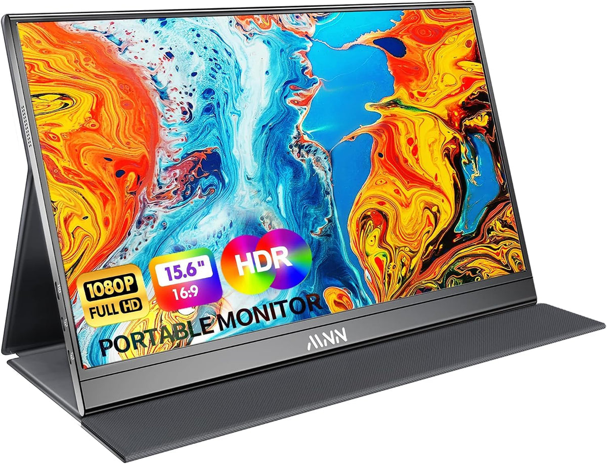 MNN 15.6" 4K Portable Monitor, UHD IPS, USB-C HDMI, with Smart Cover Stand