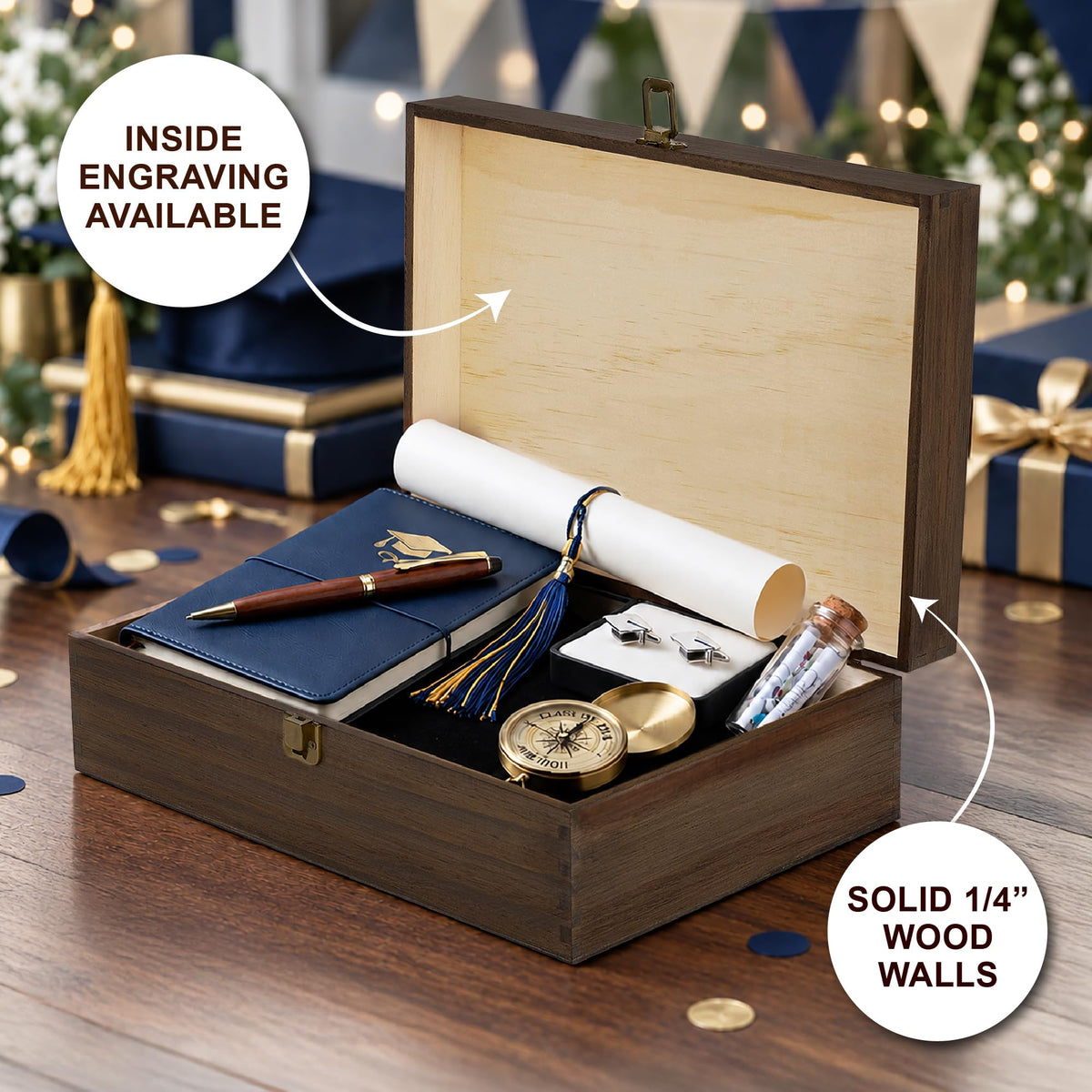 Personalized Wooden Keepsake Box, Custom Engraved Memory Box with Lid