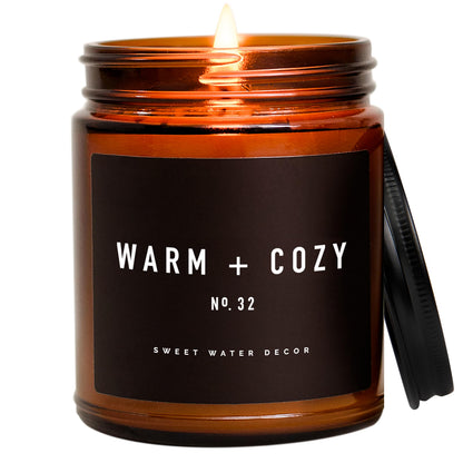 Sweet Water Decor Fraser Fir Candle, 9oz Amber Glass Jar, Winter Scent