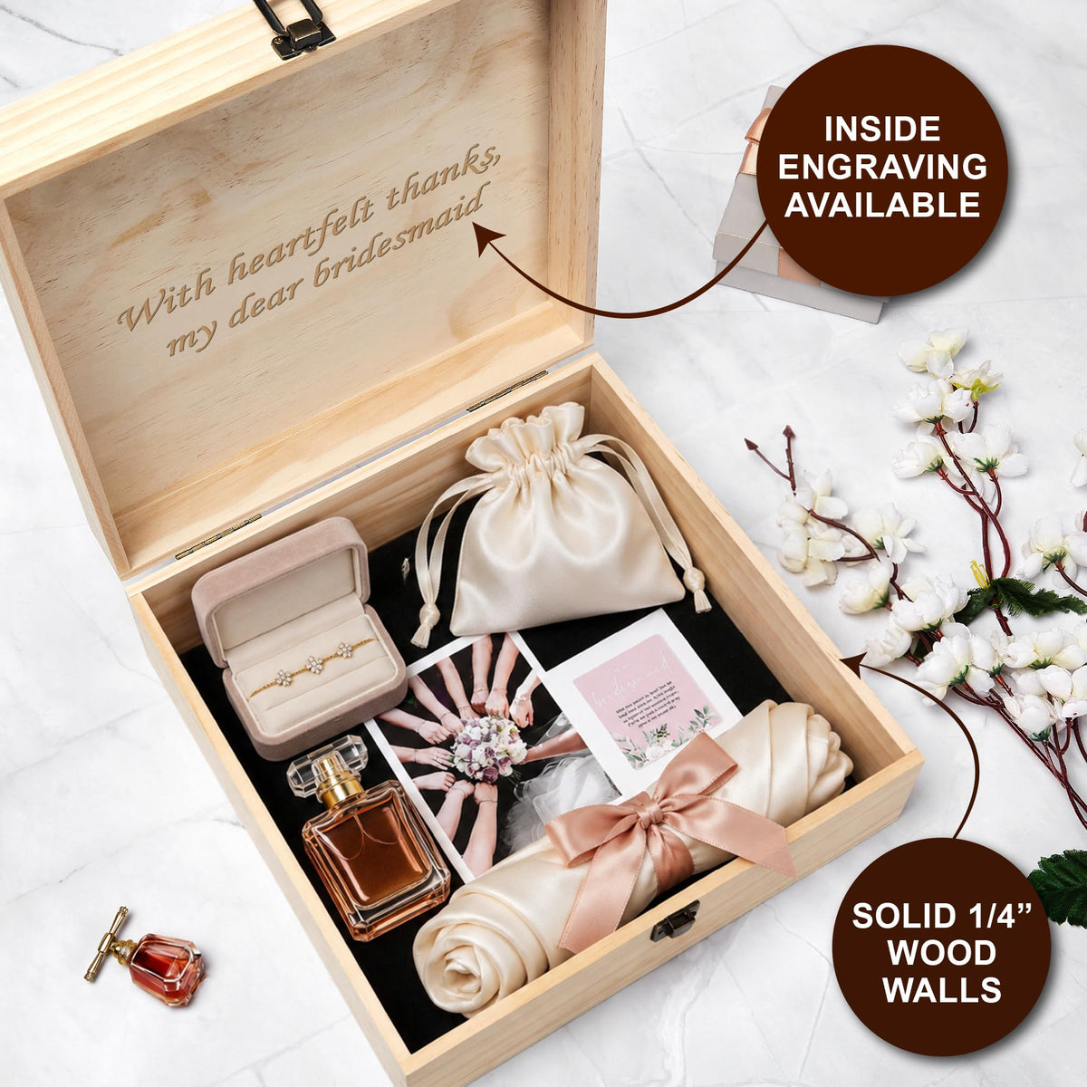 Personalized Wooden Keepsake Box, Custom Engraved Memory Box with Lid
