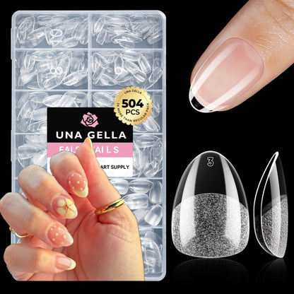 UNA GELLA Short Sharp Square Nail Tips 504pcs X-Soft Flat Square Nails