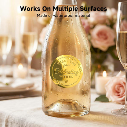 Thank You Stickers, 100 PCS Black Wedding Stickers with Gold Foil