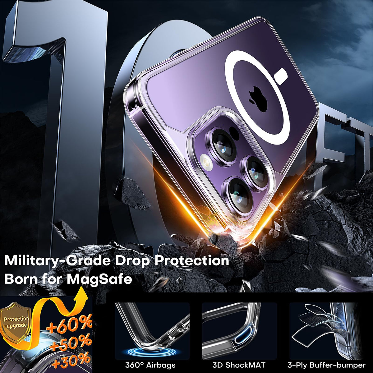 TAURI for iPhone 16 Pro Case, Compatible with MagSafe, Clear