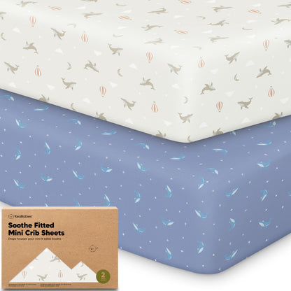 2pk Mini Crib Sheets Fitted 38x26 Pack N Play Mattress Sheet (Bumble Bear)