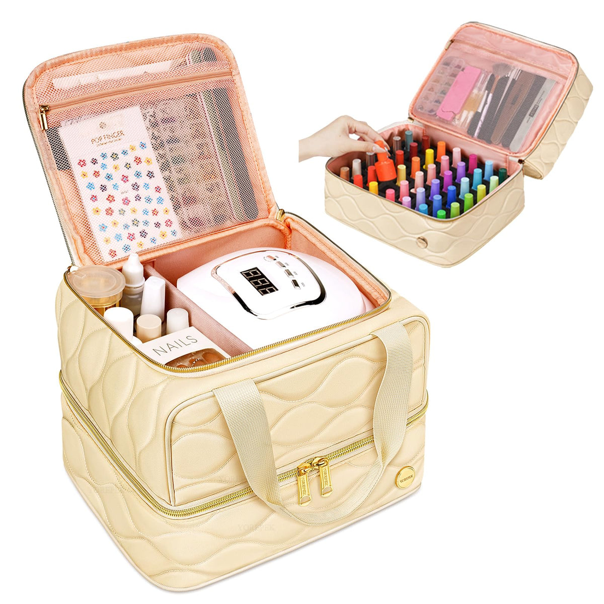 YOREPEK Nail Polish Bag Organizer Case Holds 56+ Bottles (15ml/0.5 fl.oz)