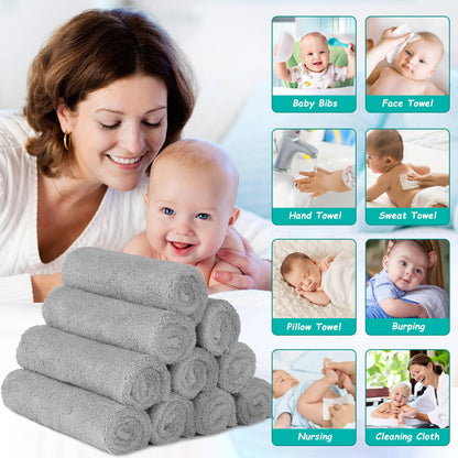 HOMEXCEL Baby Washcloths 24 Pack Microfiber Coral Fleece Soft Wash Cloths