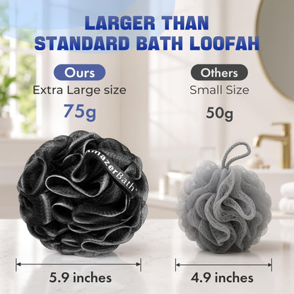 AmazerBath Loofah Sponge 75g/Piece, Exfoliating Bath Sponge Body Scrubber - Loofa Set of 4 Flower Color (Large, Green-Purple)