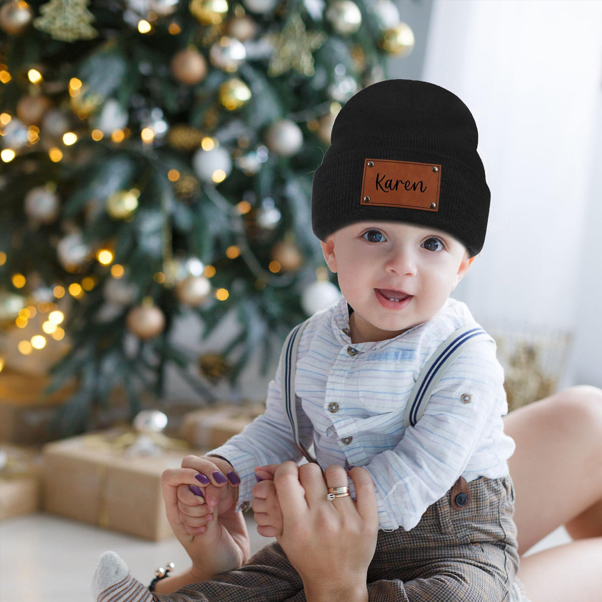 EDSG Personalized Baby Beanie Hat, Custom Winter Knit Name Hat for Newborn Infant Adult