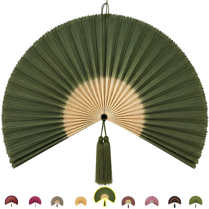 ChumDecor Bamboo Fan Wall Decor, Japanese Wall Fan, Red Brown 40 in