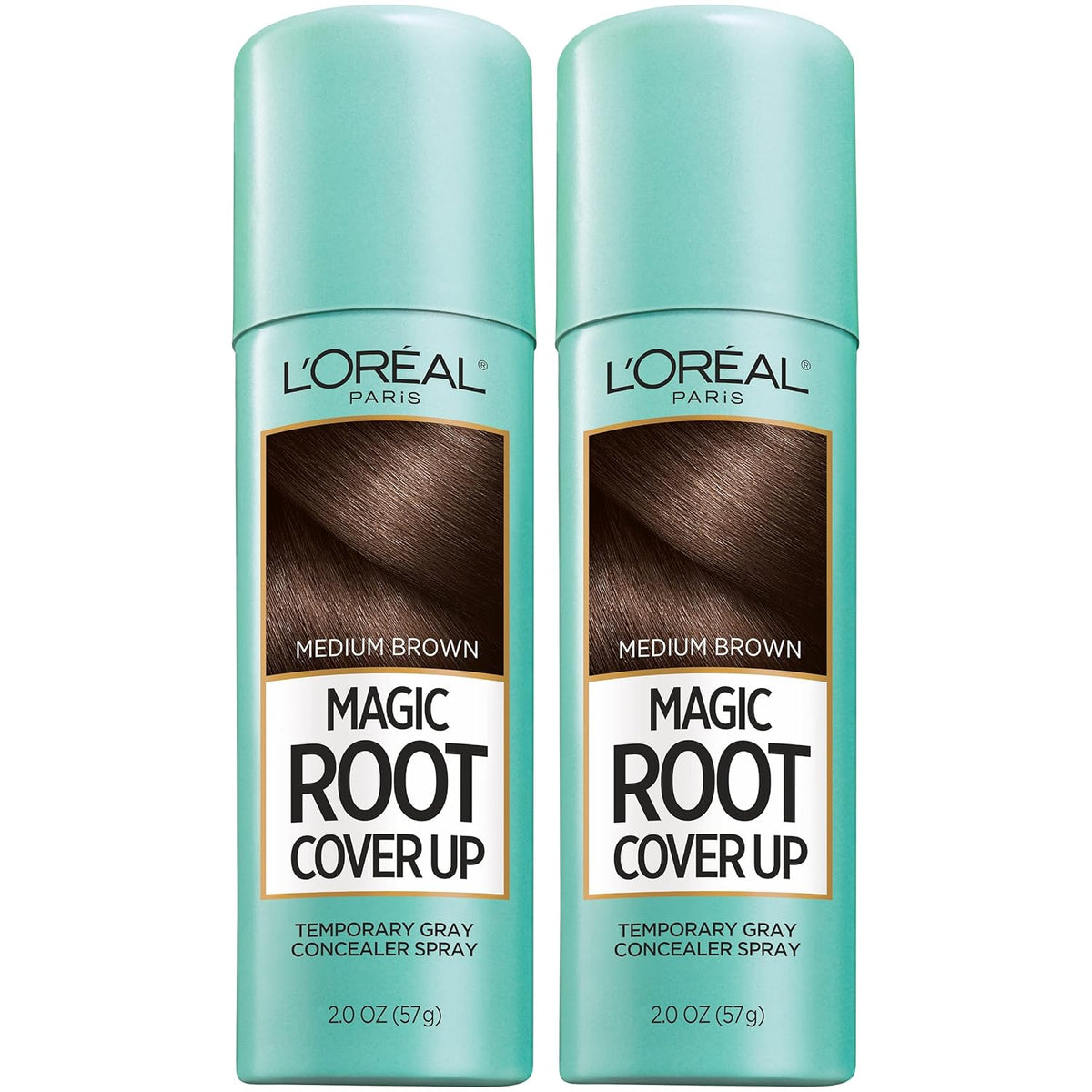 L'Oreal Paris Magic Root Gray Hair Cover Up, Medium Brown, 2 oz, 2 Count