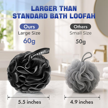 AmazerBath Loofah Sponge 75g/Piece, Exfoliating Bath Sponge Body Scrubber - Loofa Set of 4 Flower Color (Large, Green-Purple)