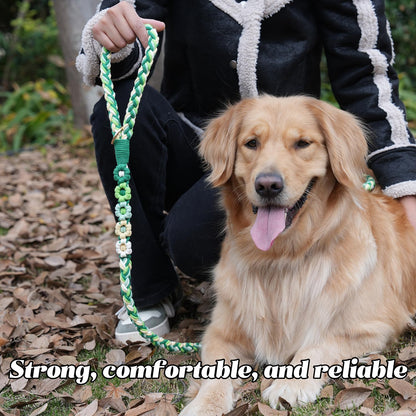 5FT Braided Cotton Rope Leash for Small, Medium and Large Dogs, Red & White Twist