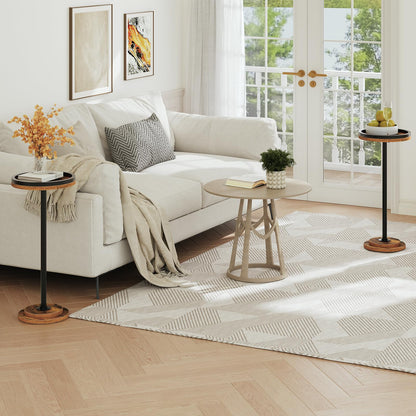 HOOBRO Small Round Side Table, Drink Table, Coffee Martini Table with Pedestal Accent for Small Spaces in Living Room, Bedroom, Sofa Couch, Rustic Brown BF168BZ01