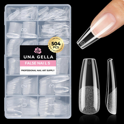 UNA GELLA Short Sharp Square Nail Tips 504pcs X-Soft Flat Square Nails