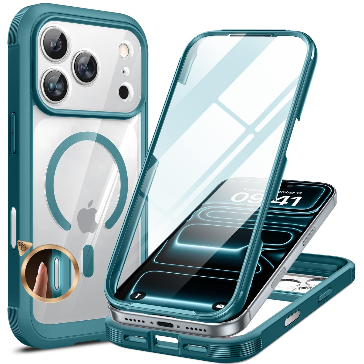 Miracase for iPhone 17e Case & iPhone 16e Case, Full-Body Phone with Built-in Glass Screen Protector, [Magnetic with MagSafe] Military Drop Proof 17 E/ 16 E Cover Bumper 6.1 inch, Black