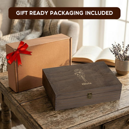 Personalized Wooden Keepsake Box, Custom Engraved Memory Box with Lid