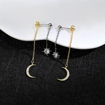 Moon and Star Dangle Earrings
